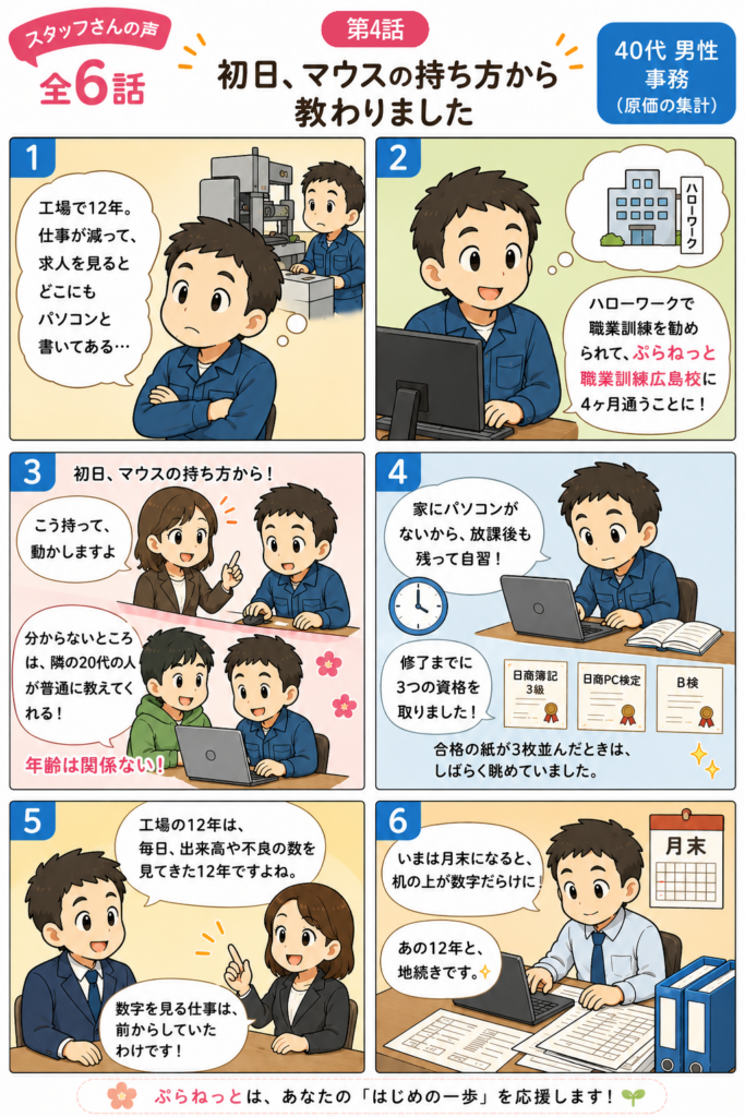 第4話 初日、マウスの持ち方から教わりました(40代 男性 事務)