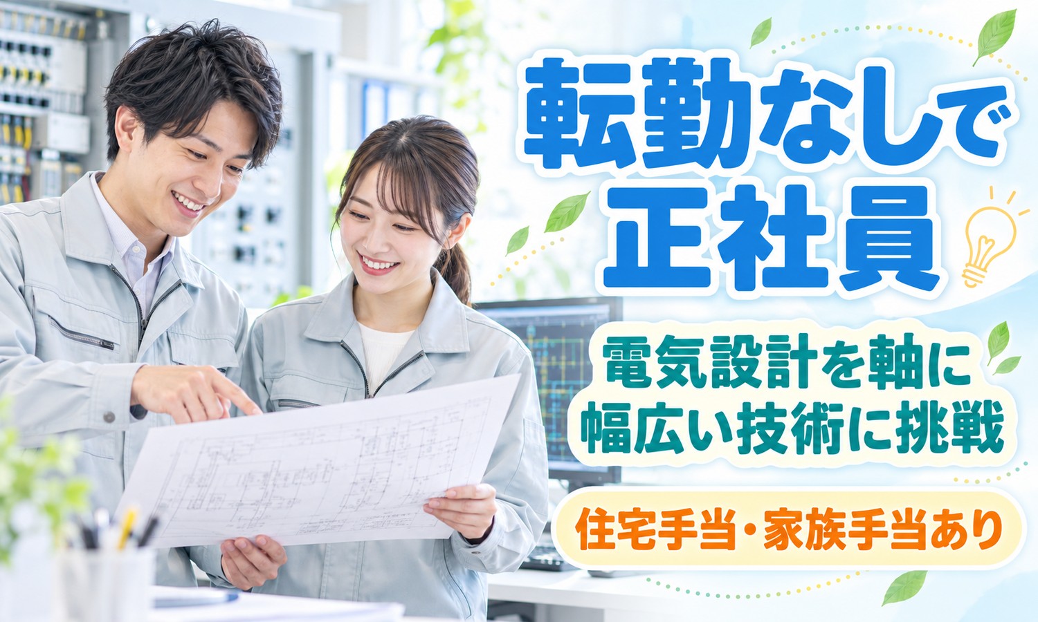 【月給20万円以上／土日祝休み／転勤なし】電気設計エンジニア／熊野町