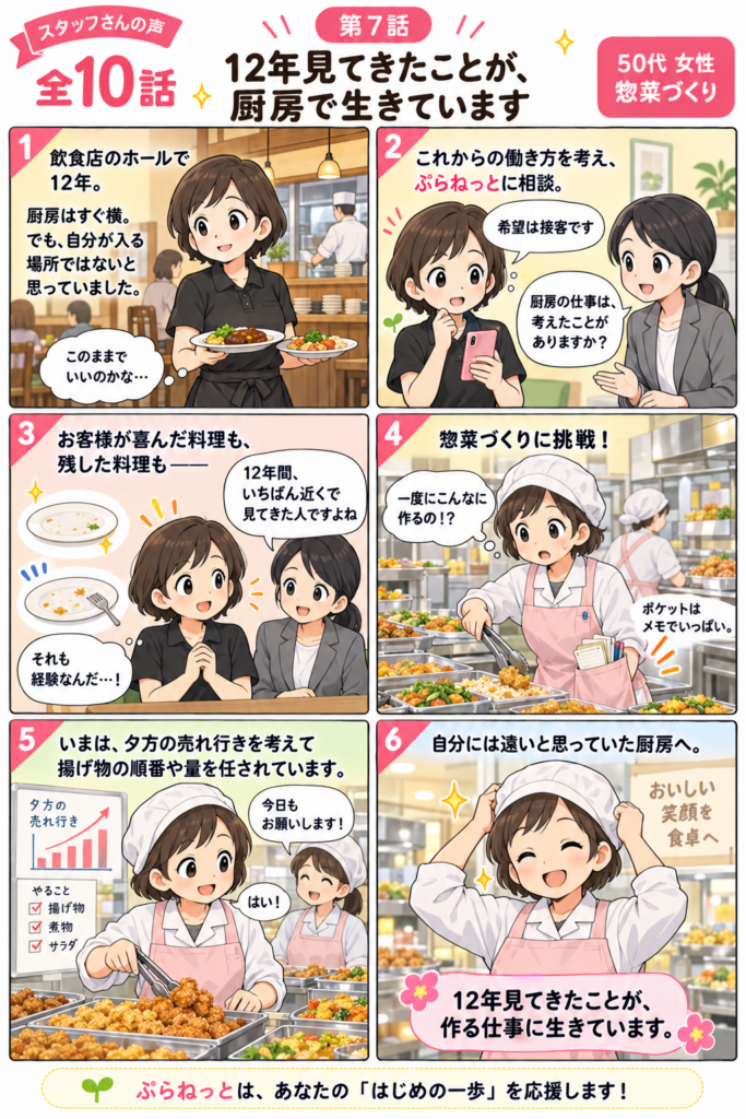 第7話 12年見てきたことが、厨房で生きています(50代 女性 惣菜づくり)